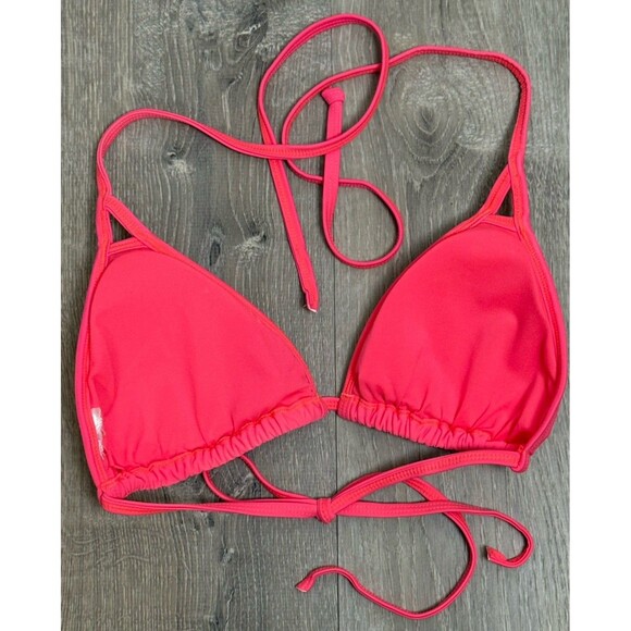 Eidon Pink Cutout Triangle Bikini Top XL Padded Swim Strappy Halter Soft Girl - Picture 3 of 3